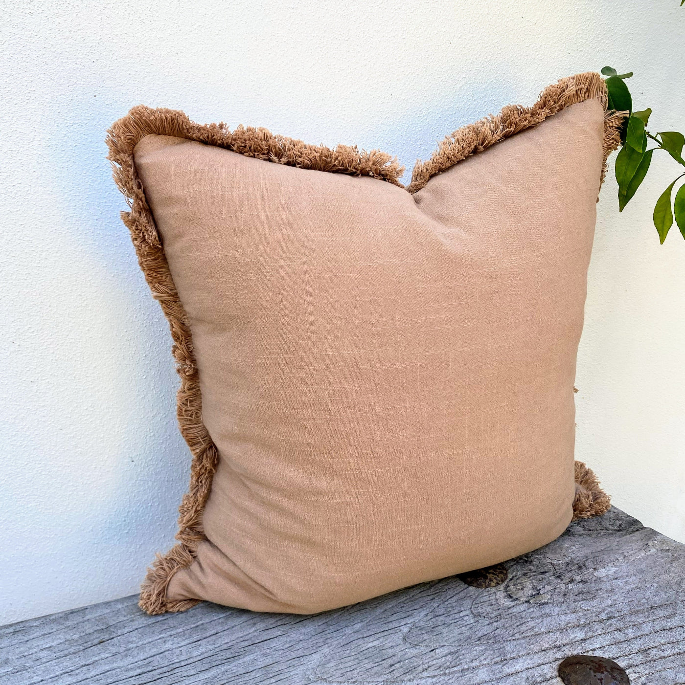 Rustic Charm Cushion Cover with Delicate Fringe Edge