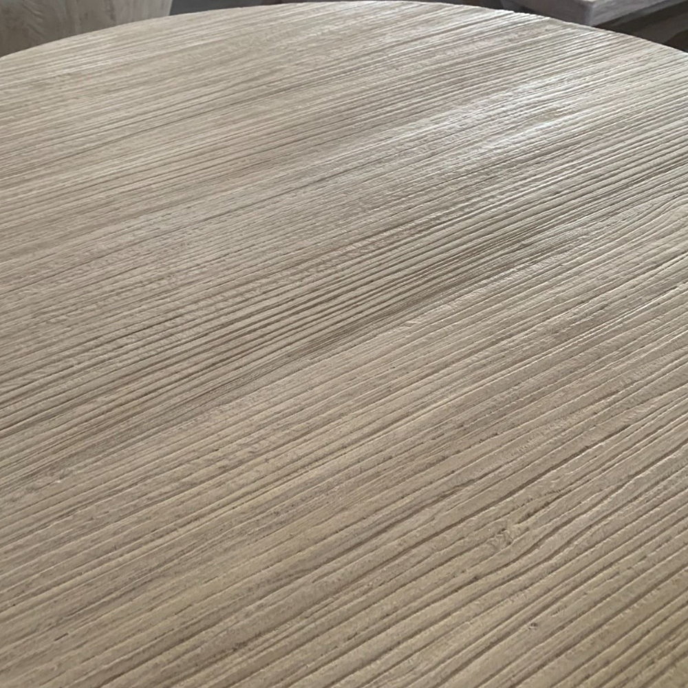 Rustic reclaimed wood Large Round Coffee Table for coastal style living room - 100 x 100 cm