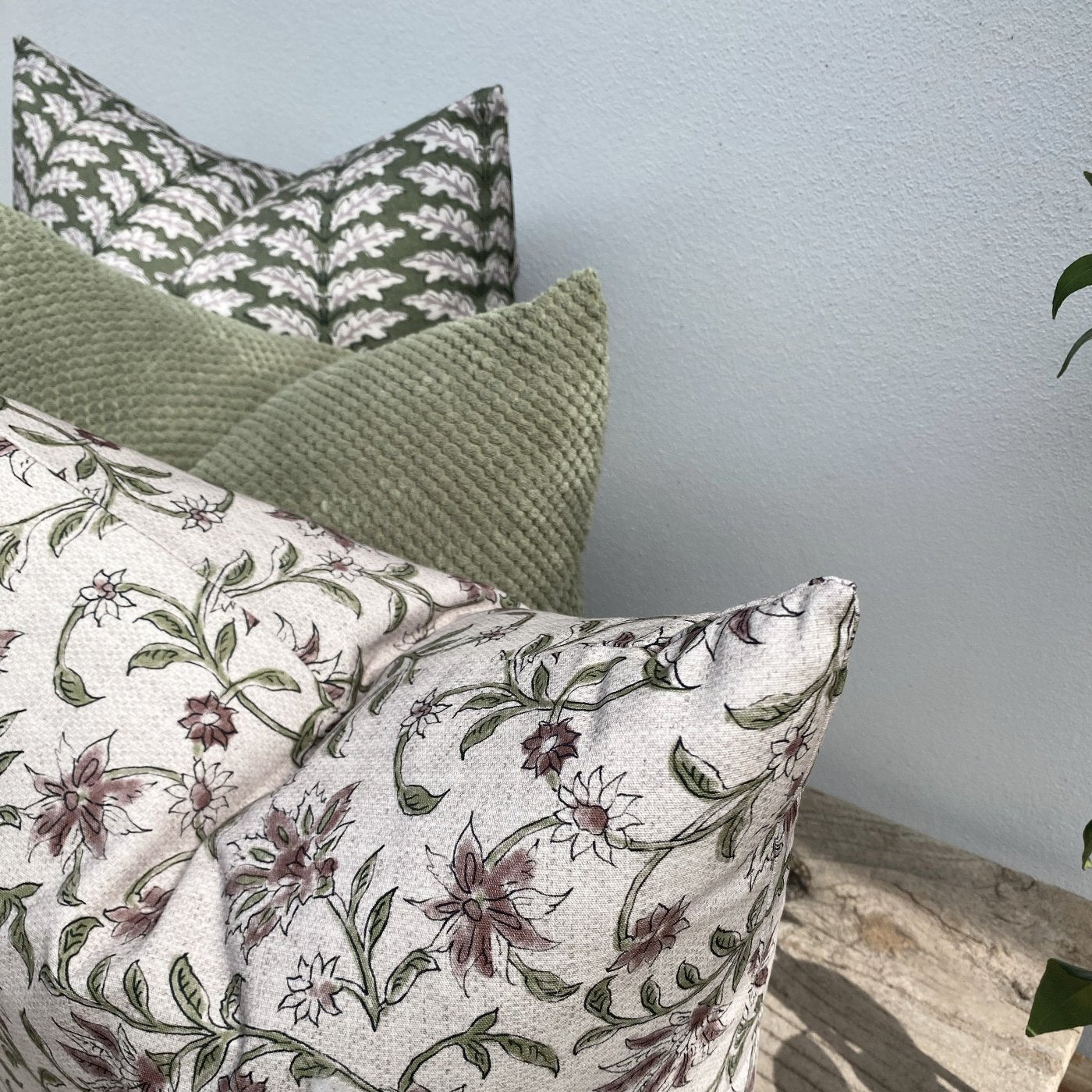 Set of 3 Forest Green Olive Cushions