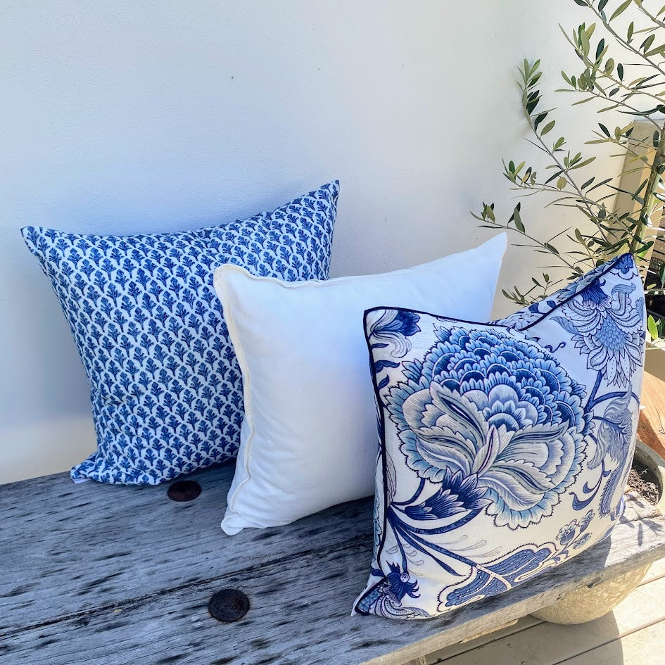 Set of 3 Hamptons Style Blue and White Cushions-Portsea