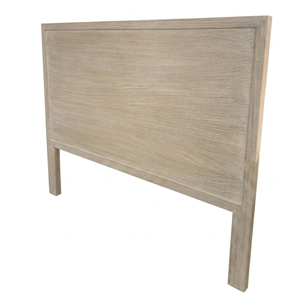 Solid wood queen bedhead for a coastal, boho, or contemporary wabi-sabi bedroom.