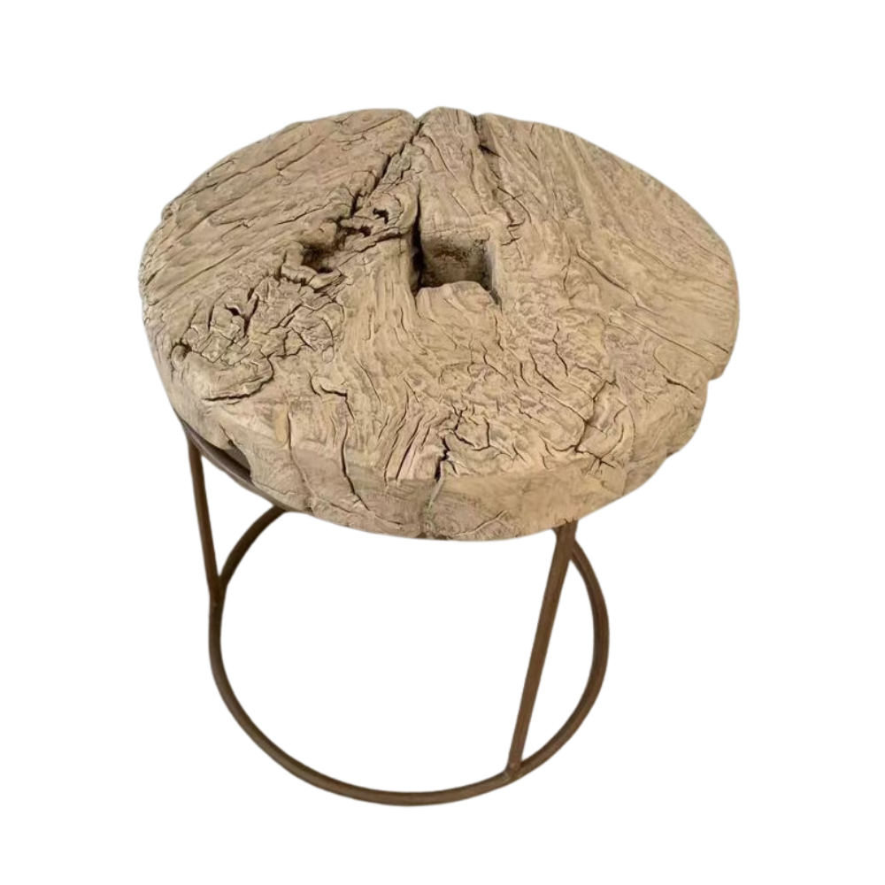 Sturdy elm wood side table for modern rustic interior decor in Australia