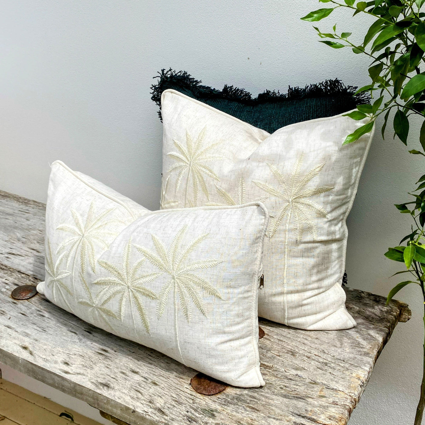 White and Green Cushion Cover Set at Affordable Prices