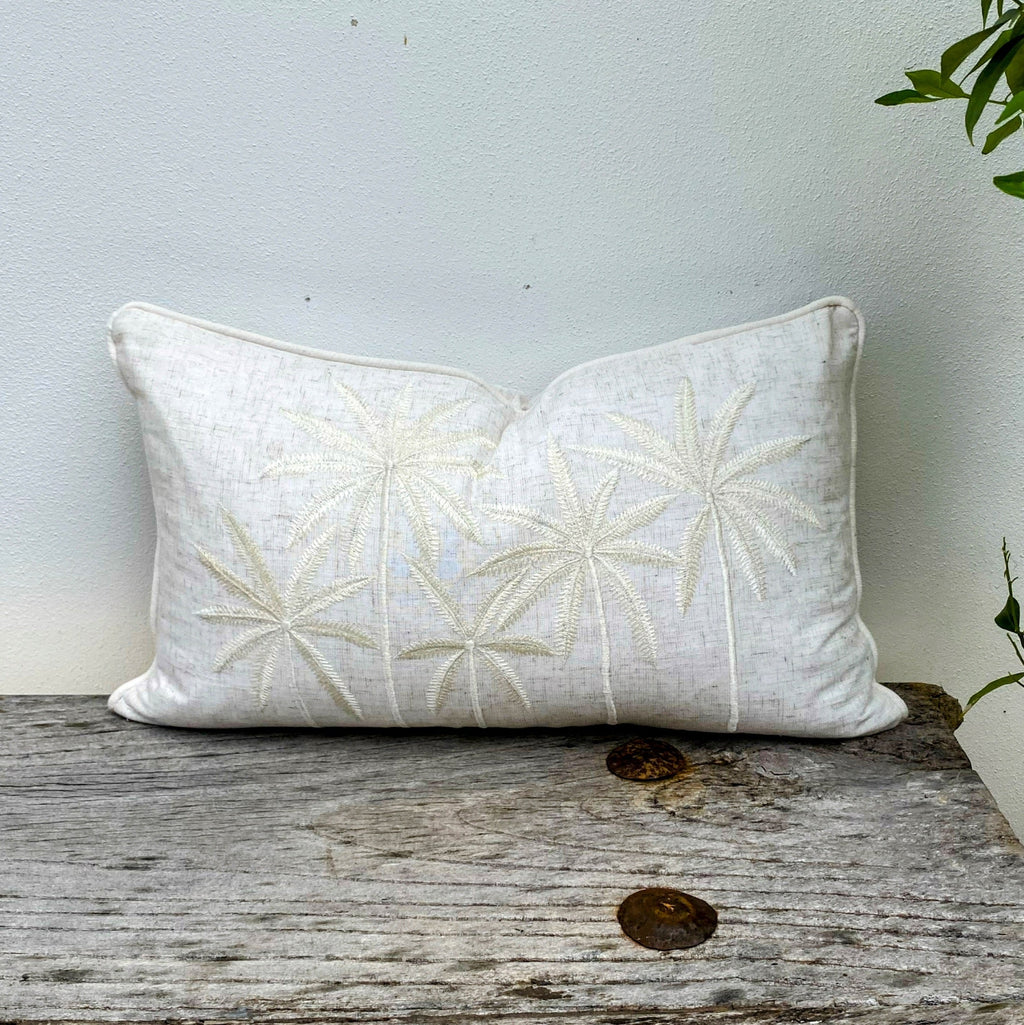 Palm Trio Embroidered Rectangle Cushion Cover