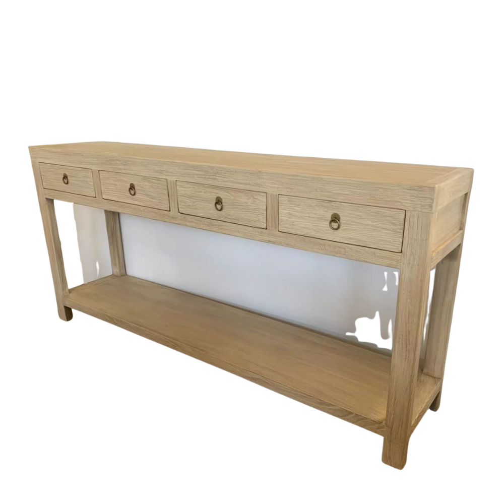 Reclaimed Elm 4 Drawer Console Table   - 190cm - Caya