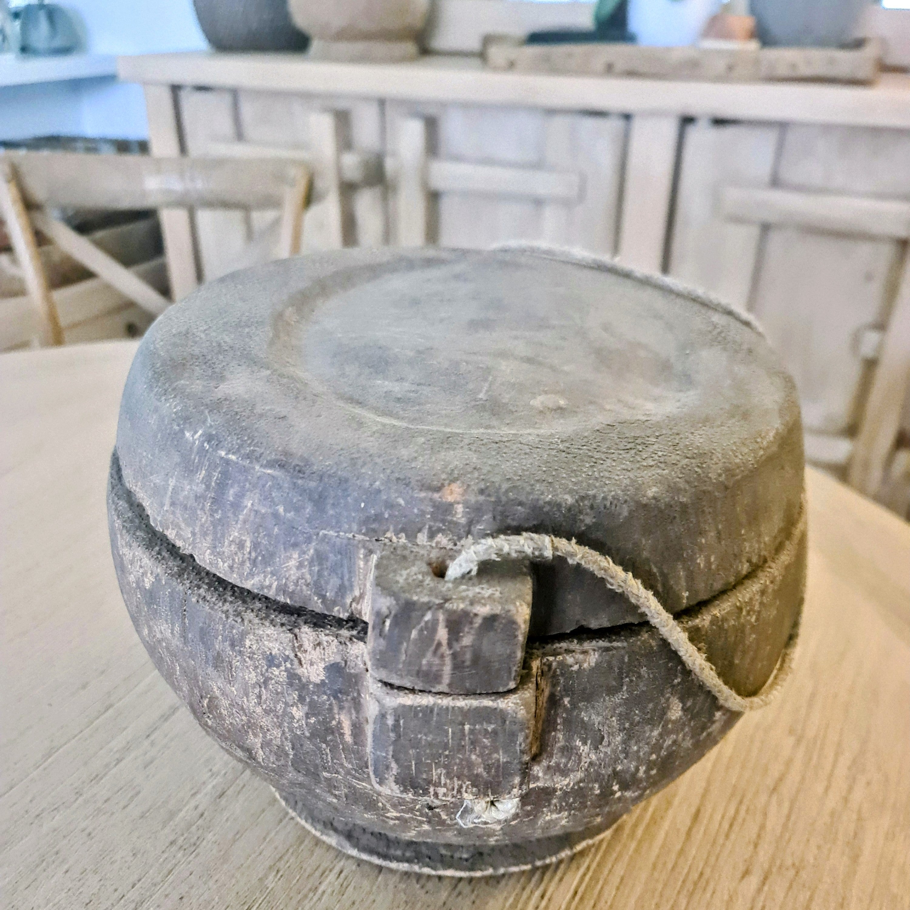 Antique Lidded Naga Wood Bowl | Wabi-Sabi Storage Vessel | Extra Large 33cm