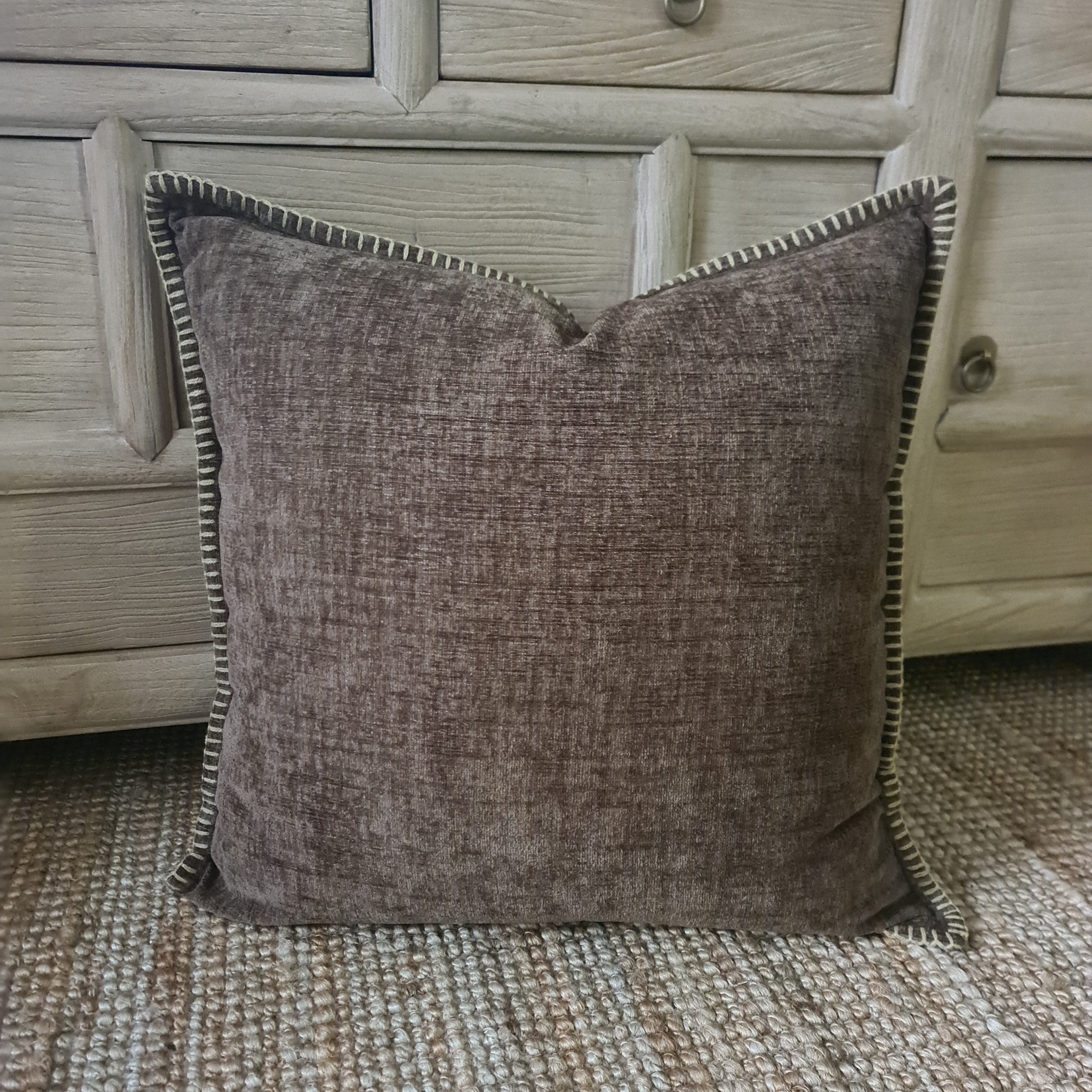 Chocolate Brown Cushion 50cm  | Chenille - Zuri