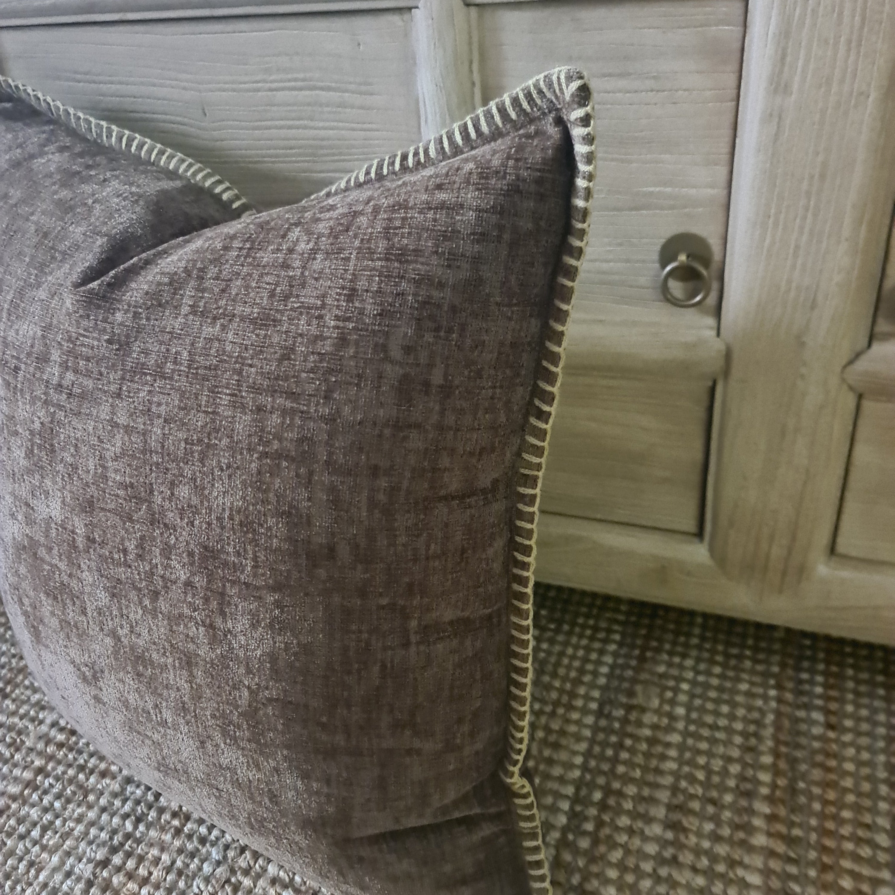 Chocolate Brown Cushion 50cm  | Chenille - Zuri