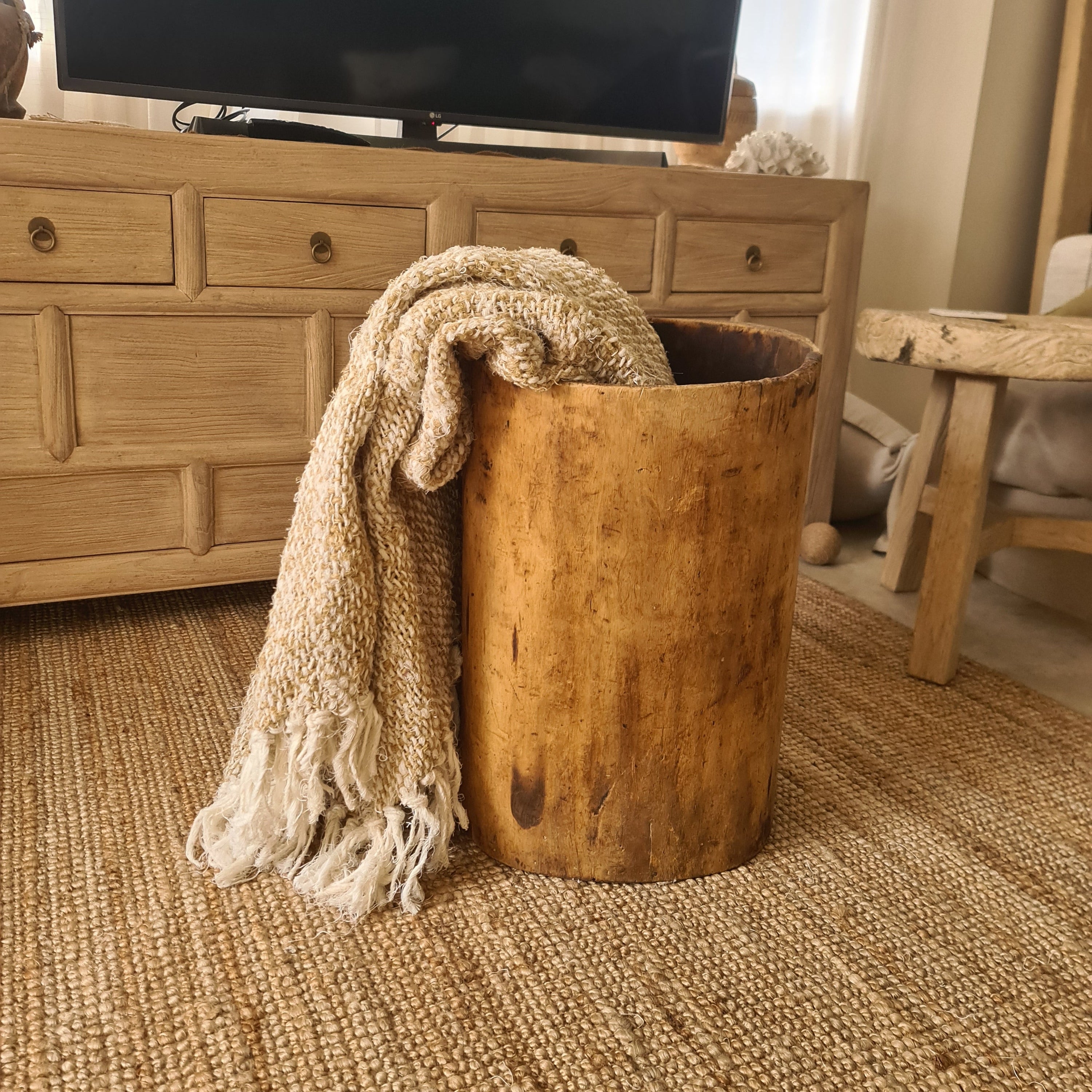 Giant Antique Naga Wood Planter/  Wabi-Sabi Vessel