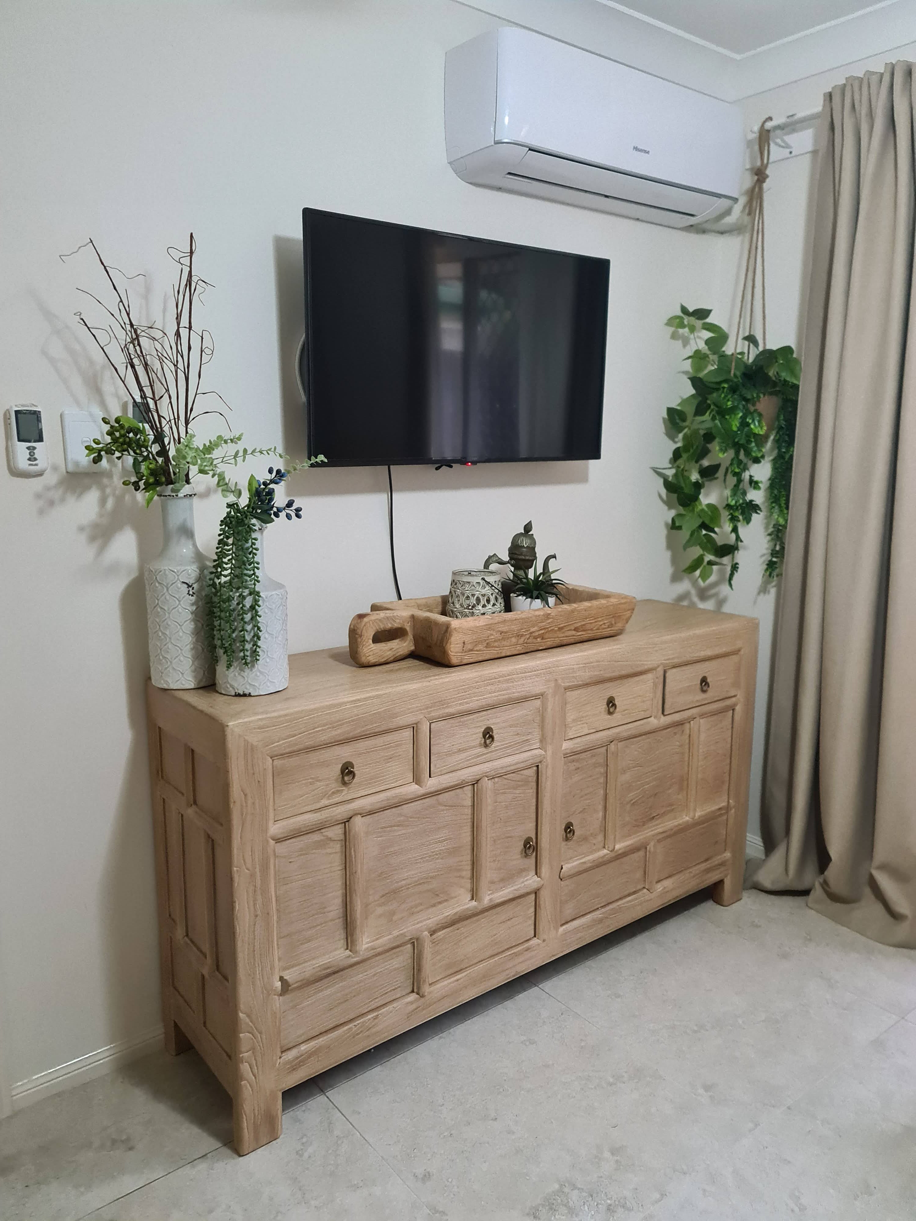 Reclaimed Elm 2 Door - 4 Drawer Cabinet  - 160cm x 44cm  x 70cm  - Aura