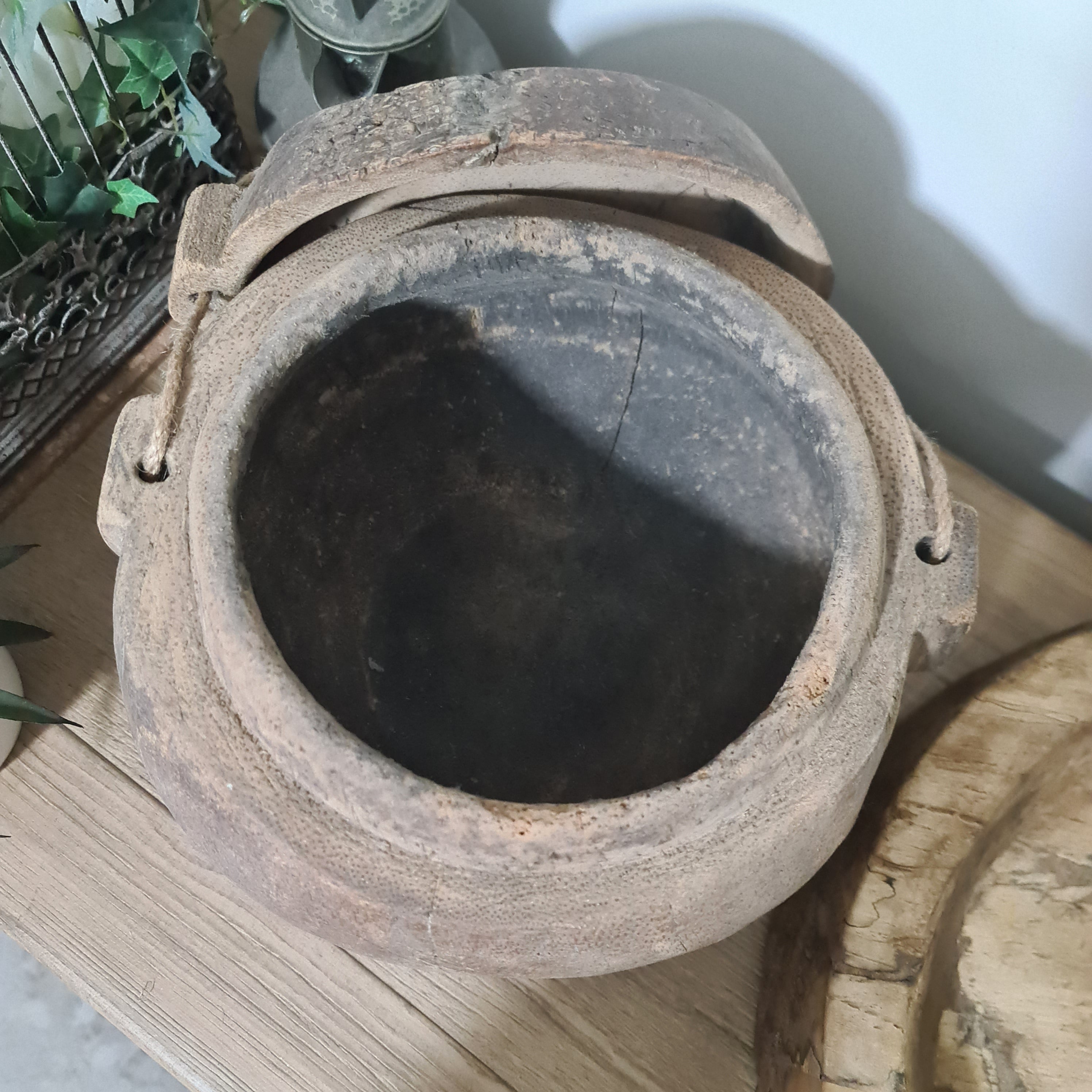 Antique Lidded Naga Wood Bowl | Wabi-Sabi Storage Vessel | Extra Large 28 x 26 x 31 cm