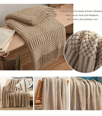Knitted Throw Blanket | Elegant Sandstone-Revived Artisan Eco Home Decor
