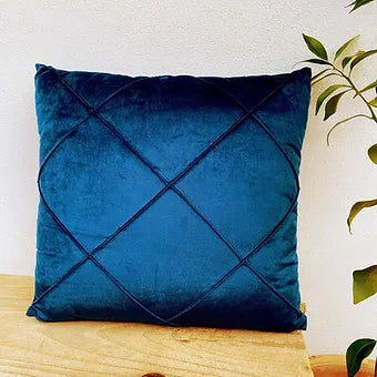 Rectangle Navy Blue Velvet Cushion Cover | Diamond-Revived Artisan Eco Home Decor