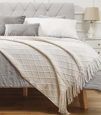 Off White Diamond Throw Blanket | Cream-Revived Artisan Eco Home Decor