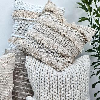 Handwoven boho cushion