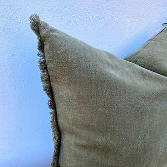 Large Olive Green Linen Pillow
