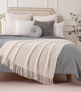 Off White Diamond Throw Blanket | Cream-Revived Artisan Eco Home Decor