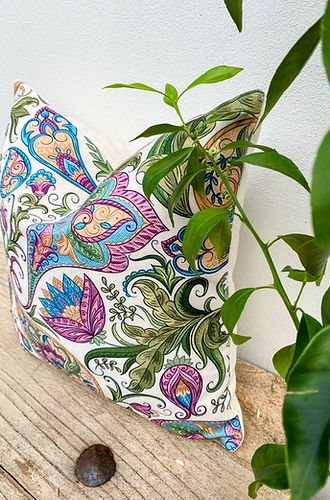 Rectangle Paisley Pink & Green Cushion Covers | Boho Magic-Revived Artisan Eco Home Decor