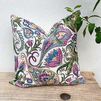 Rectangle Paisley Pink & Green Cushion Covers | Boho Magic-Revived Artisan Eco Home Decor