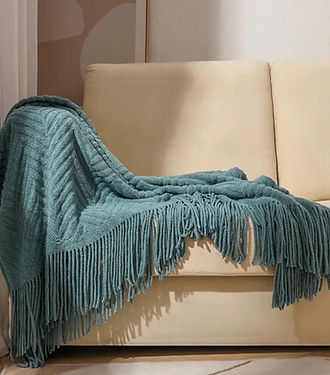 Faux Cashmere Woven Blanket & Throw |Mint Green-Revived Artisan Eco Home Decor