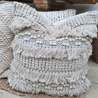 Natural Cotton Cream Cushion Covers 45 cm | Japa Chatur-Revived Artisan Eco Home Decor
