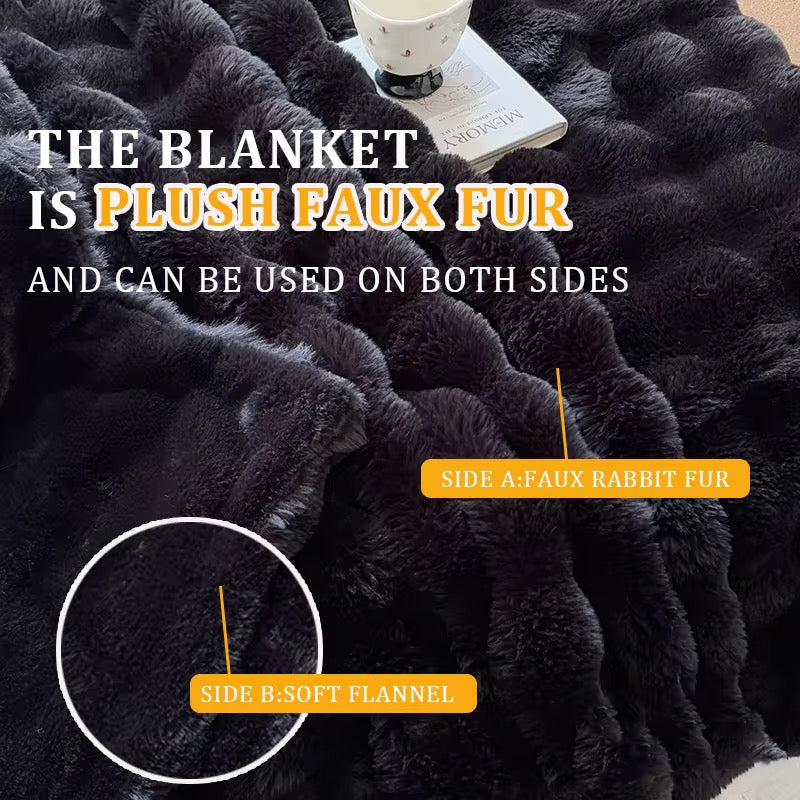 Extra Large Faux Fur Throw Blanket | Elysian Black