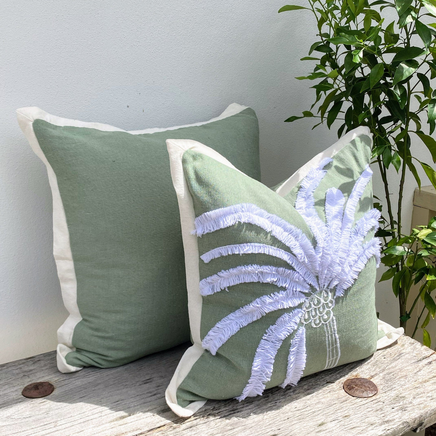45cm Square Cushion Cover​ with Palm Trees