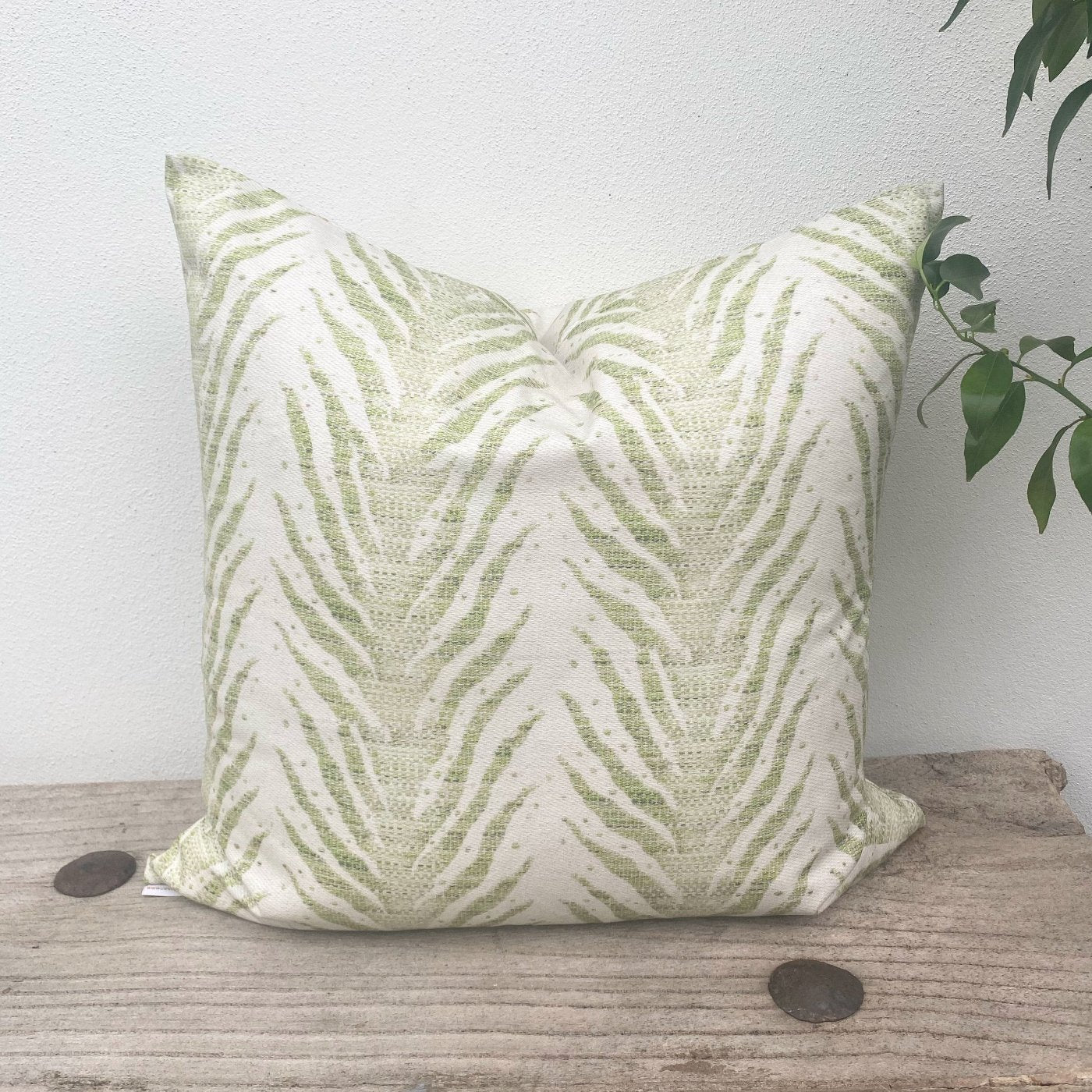 100% Cotton Green Cushion | Flowing Vine-Revived Artisan Eco Home Decor