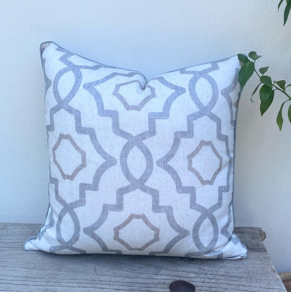 Patterned Cushions - Square Pillows - White - Grey - Linen - 45x45cm ...