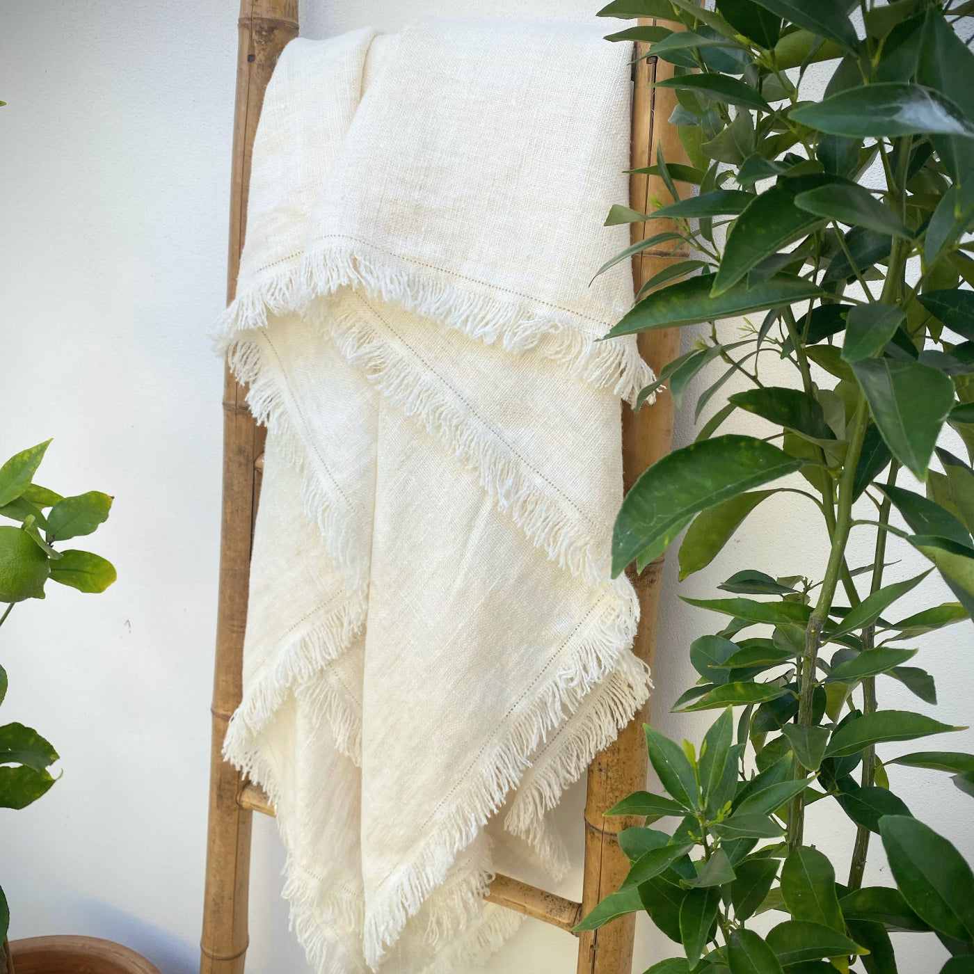 Antique White Large Linen Lounge Throws
