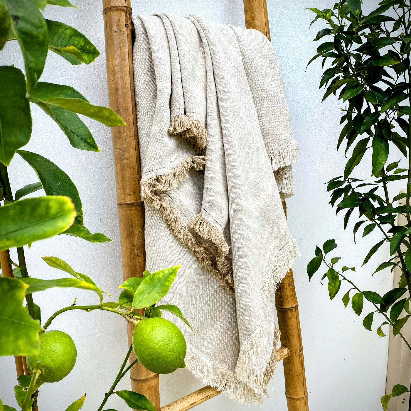 Heavy Weight French Linen Natural Bed Throw Blanket