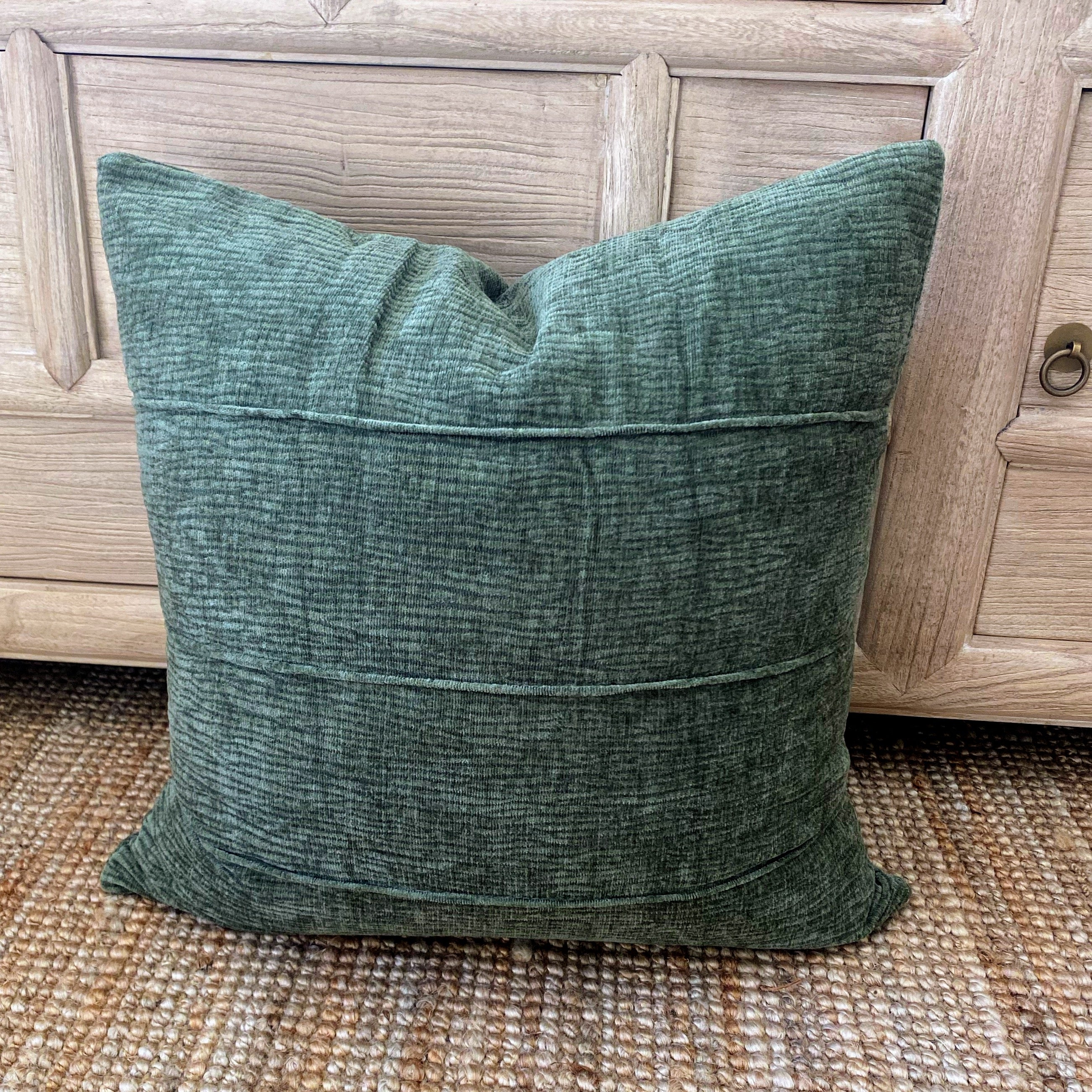 Forest Green Cushion 50cm | Chenille Velvet- Zara