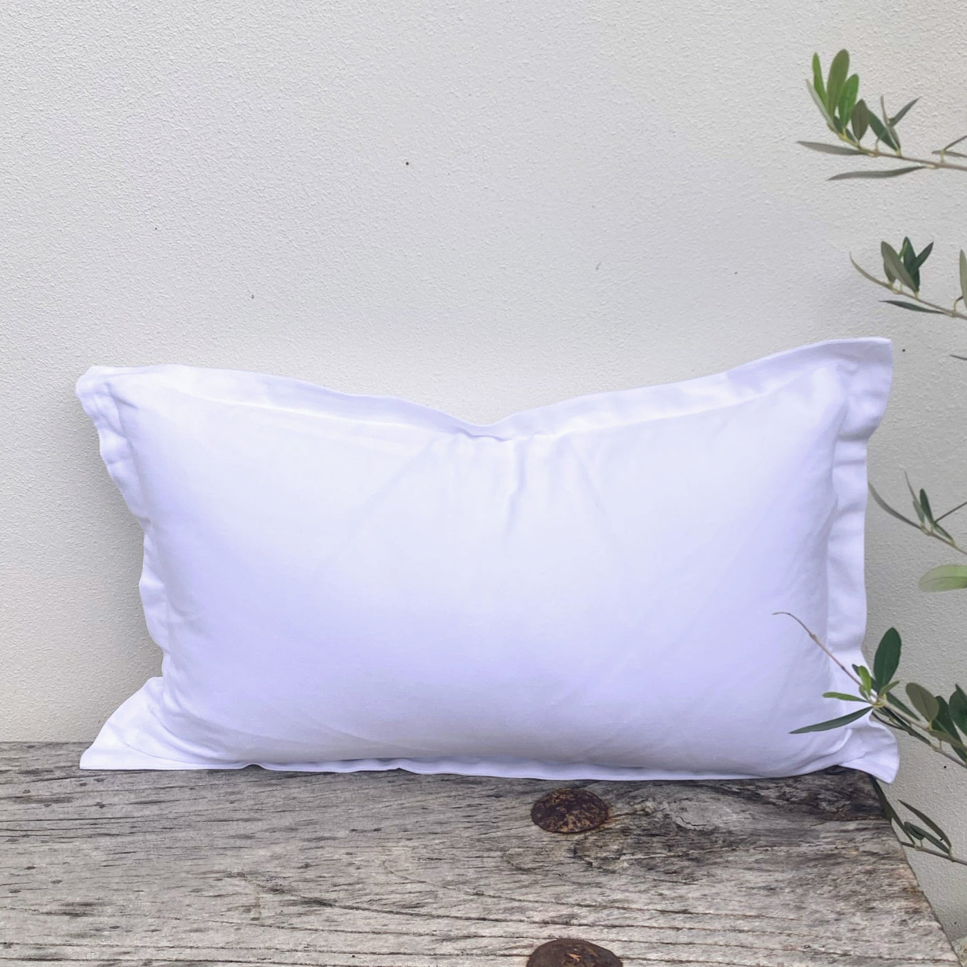 Bamboo Linen Crisp White Cushion Covers | Rectangle - Halo