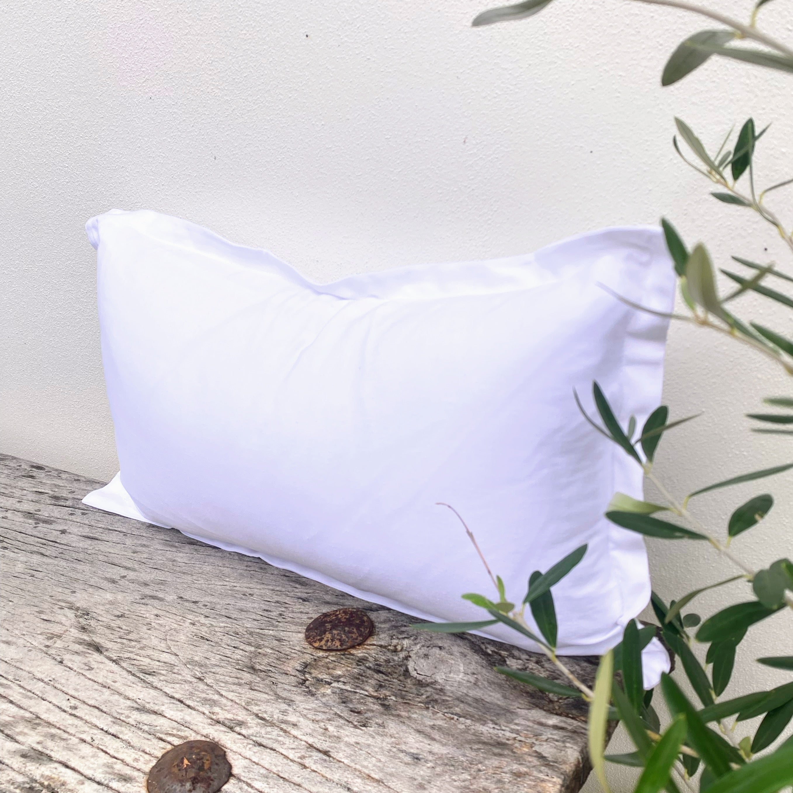 Bamboo Linen Crisp White Cushion Covers | Rectangle - Halo