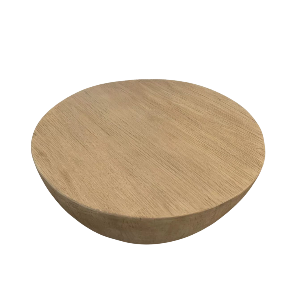 Authentic unique grain wood round coffee table, provides a bold, architectural anchor for any room 