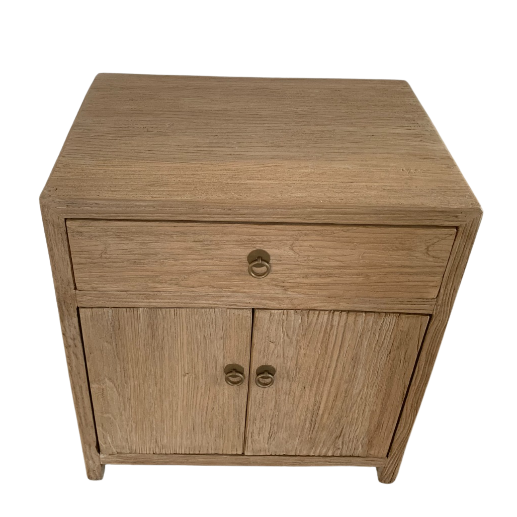 Coastal bedside table​ with two cupboard doors and one drawer