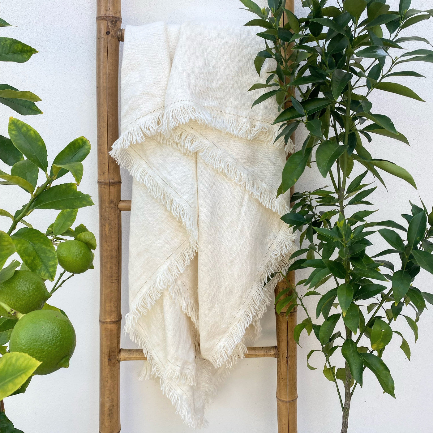 Fine French Linen Cream Lounge Throws