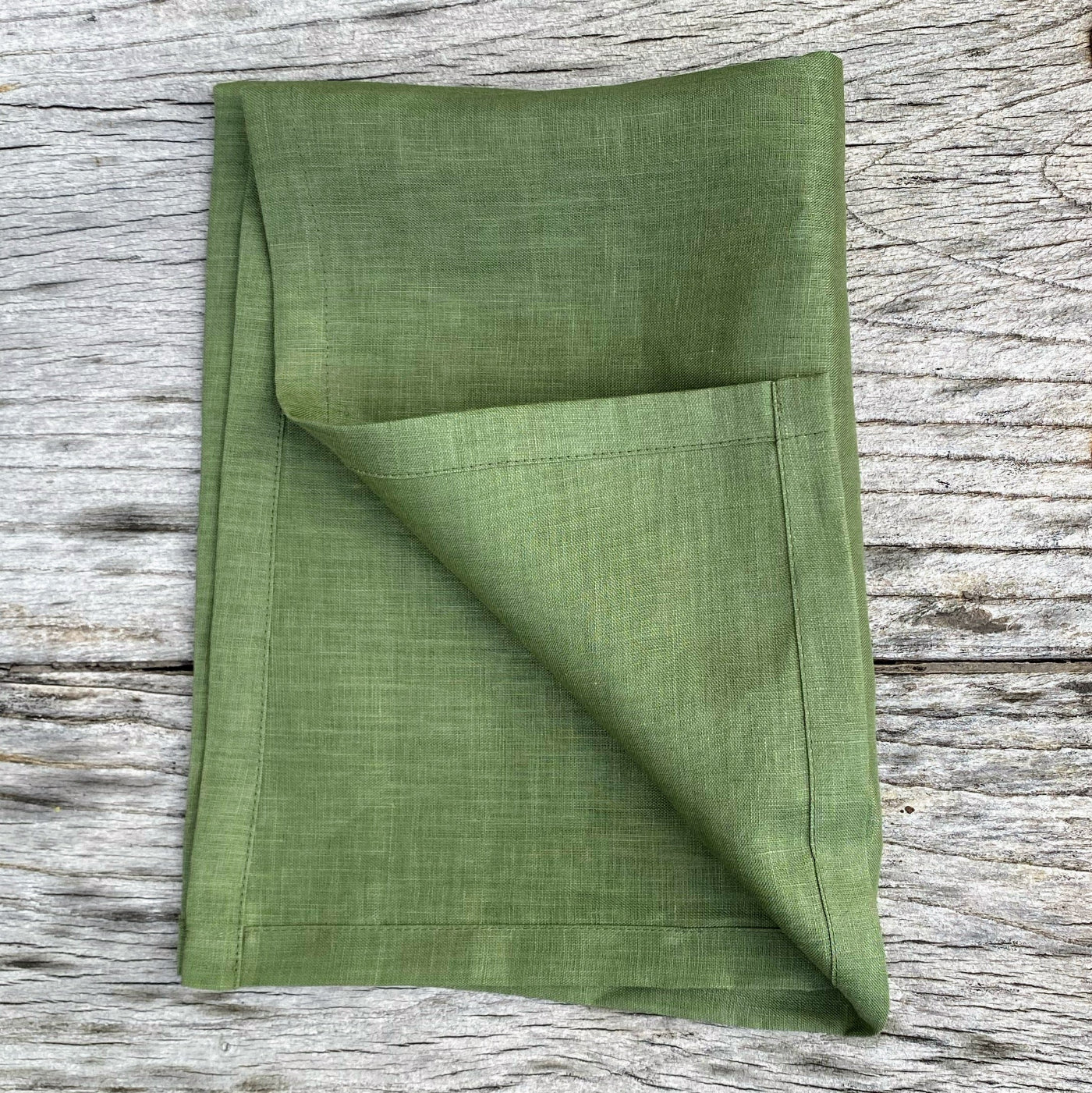 French Linen Green Dish Drying Towel