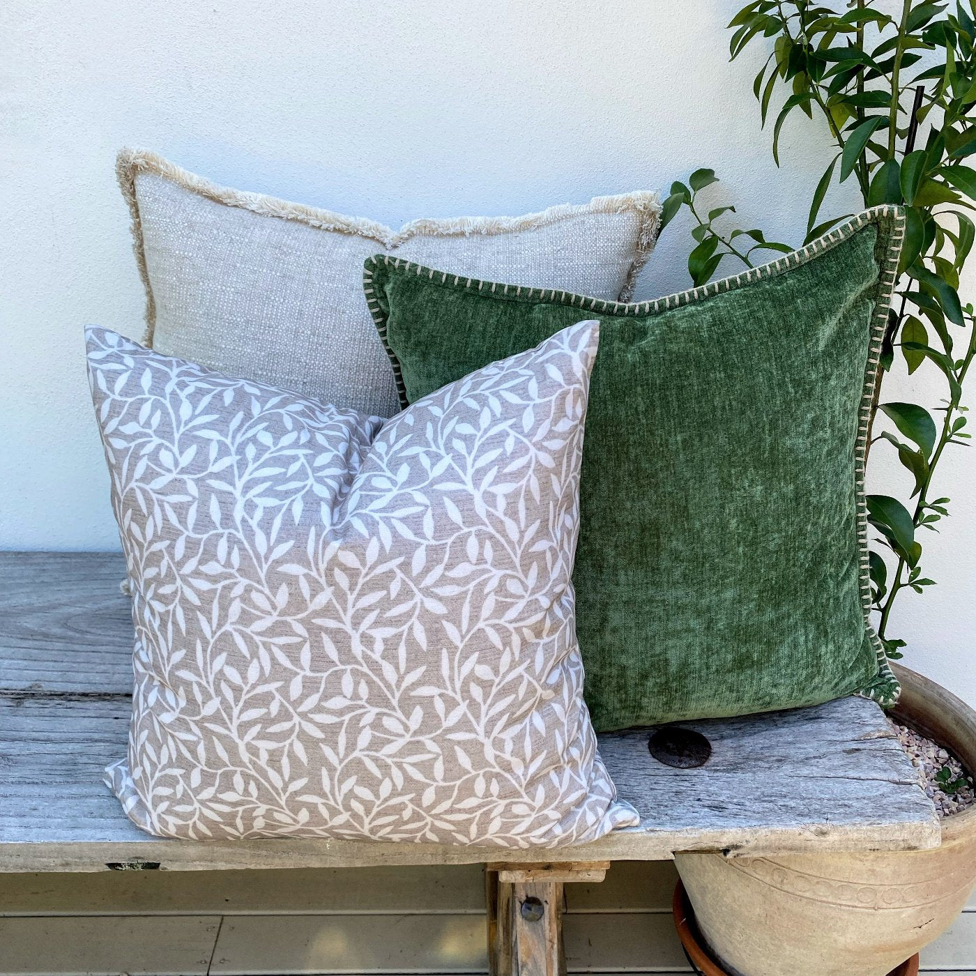 Forest Green Cushion Chenille Zuri