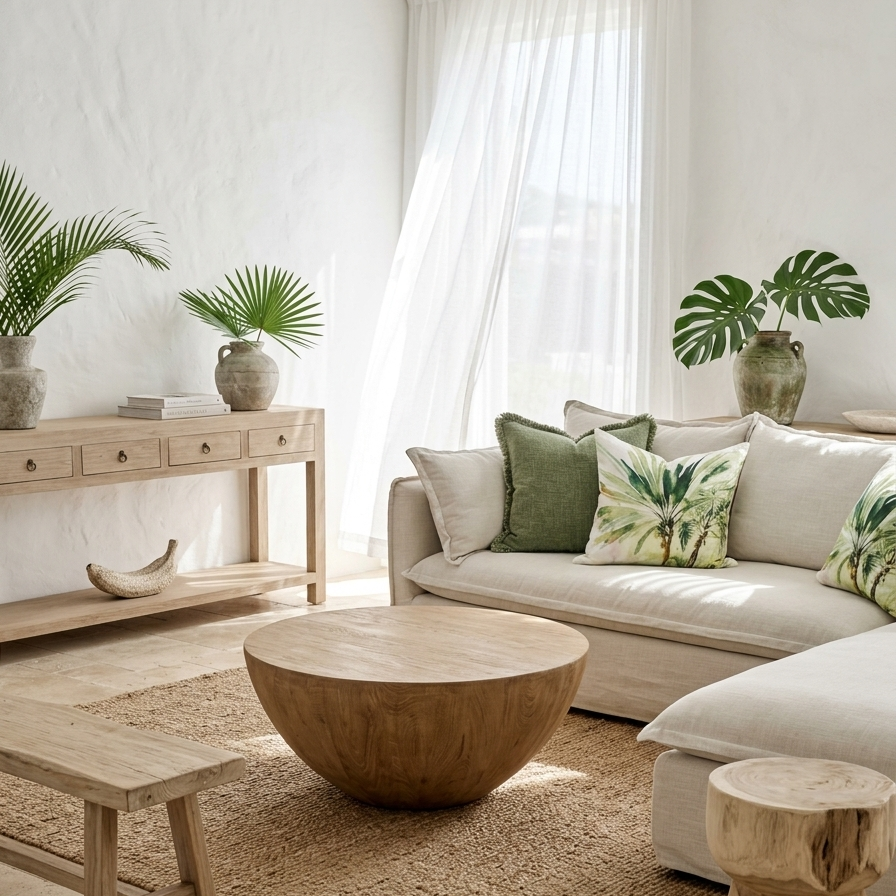 Reclaimed Elm Large Round Coffee Table  - 100 x 100 cm - Dove