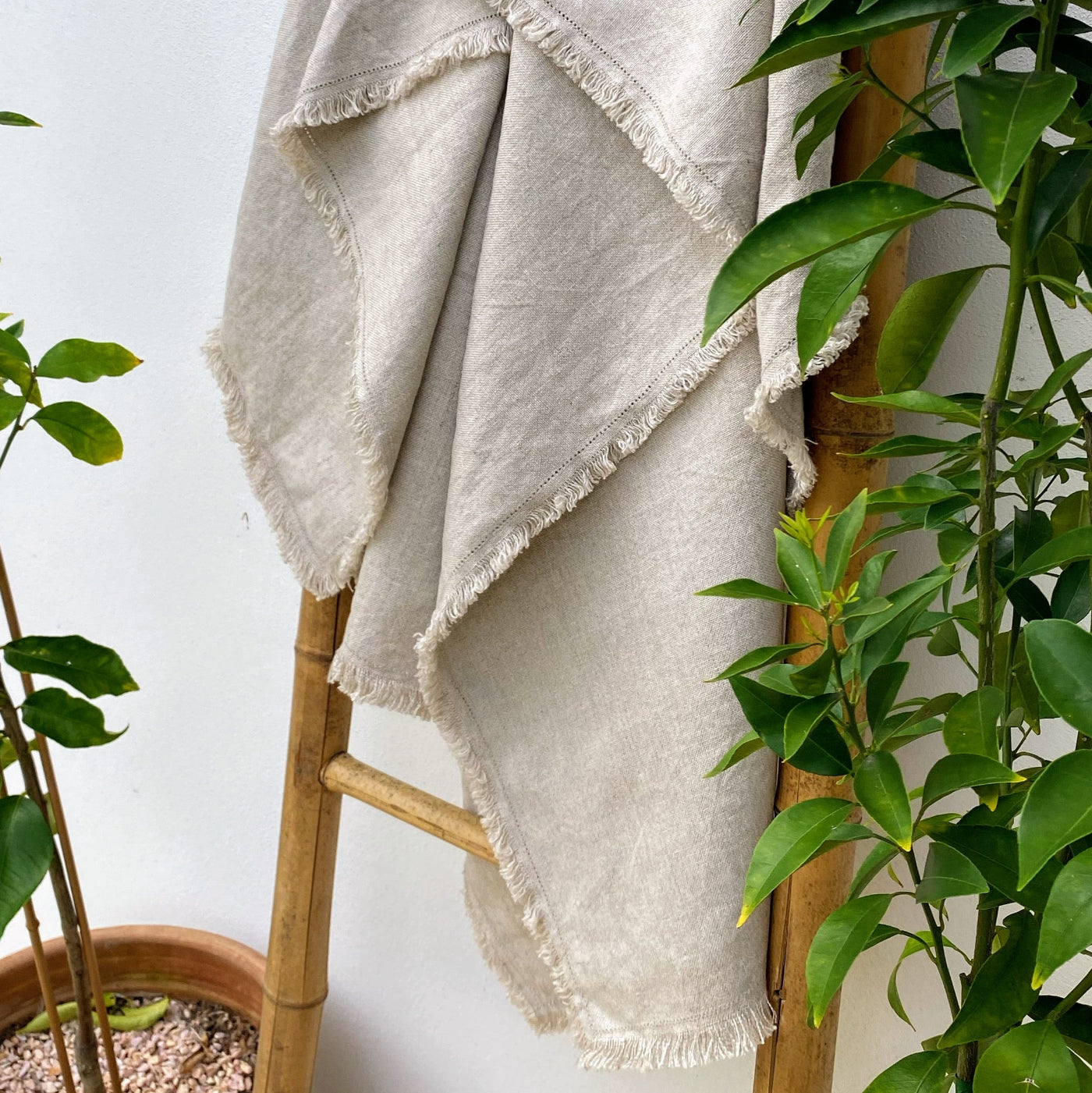 Luxury French Linen Natural Sofa Throw Blanket