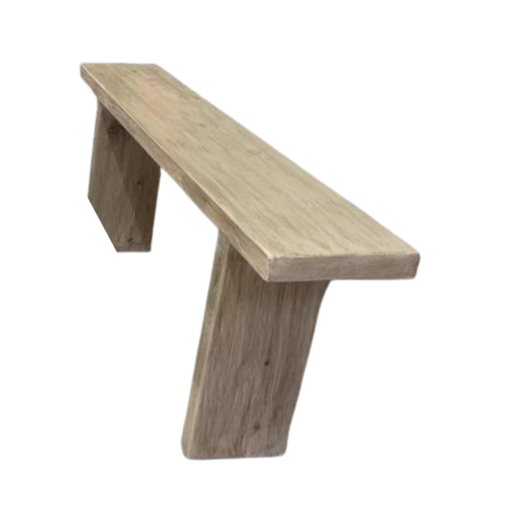 Minimalist vintage style reclaimed elm wood bench