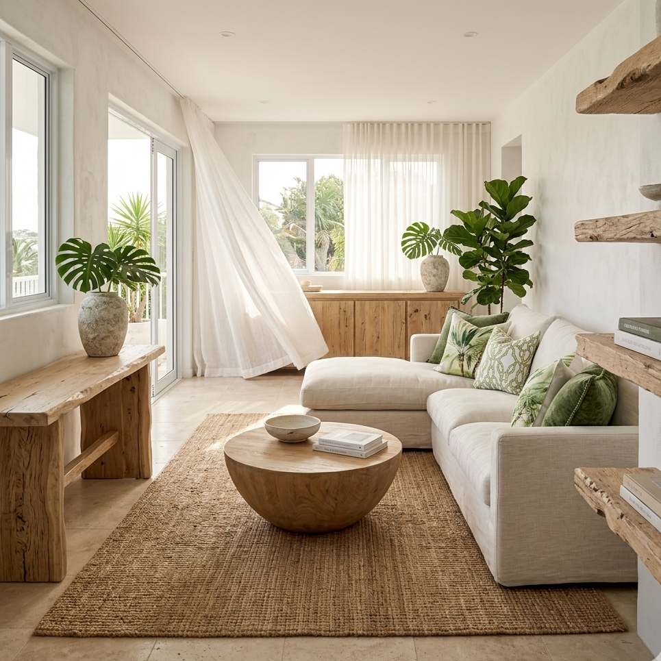 Modern solid wood statement pieces, perfect for australian coastal living room