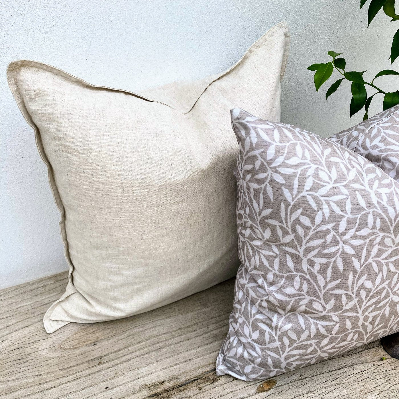 Set of 2 Natural Beige Cushion Covers | Sand Whispering Vine-Revived Artisan Eco Home Decor