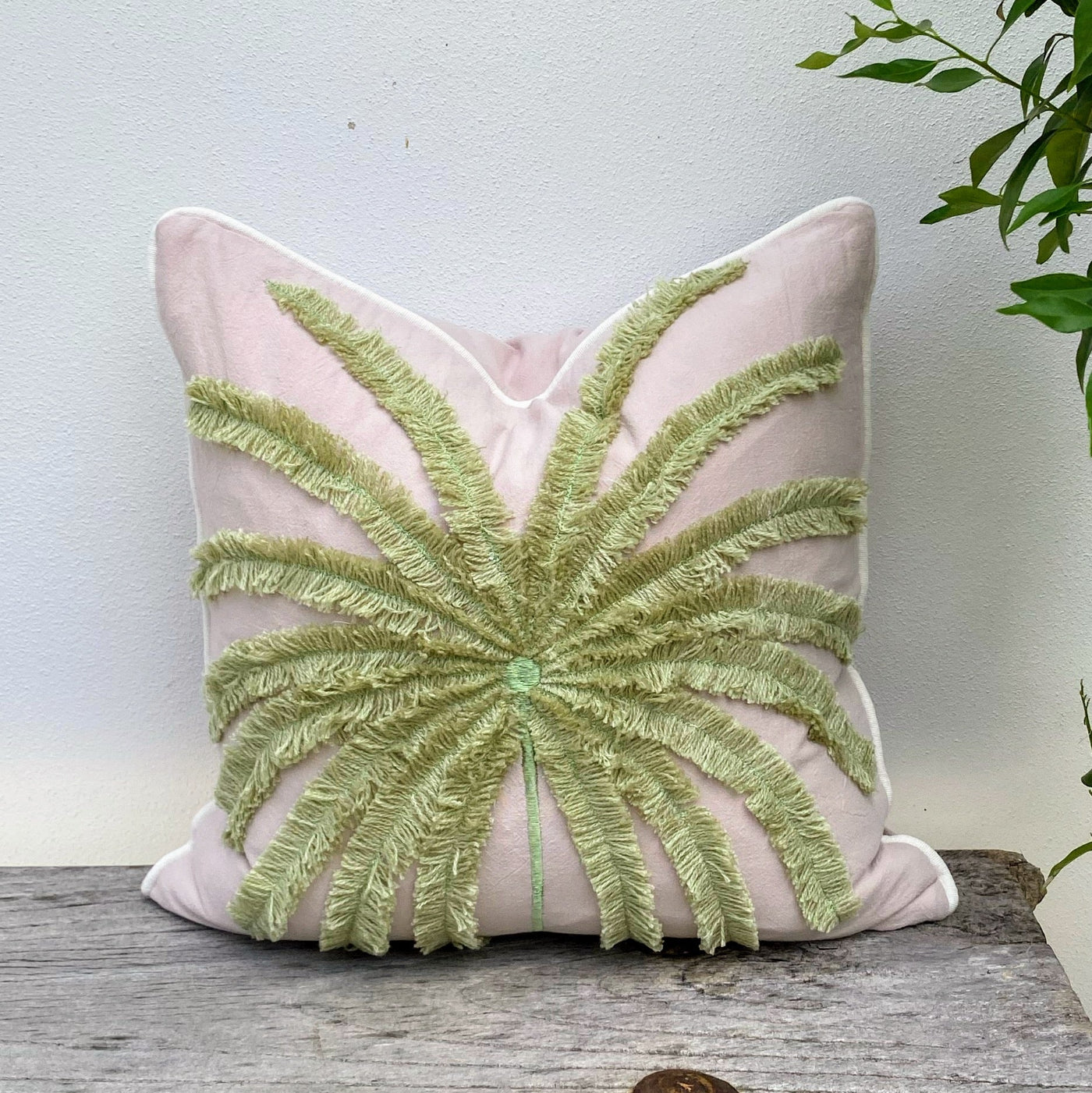 Olive Green and Light Pink Cushion Cover