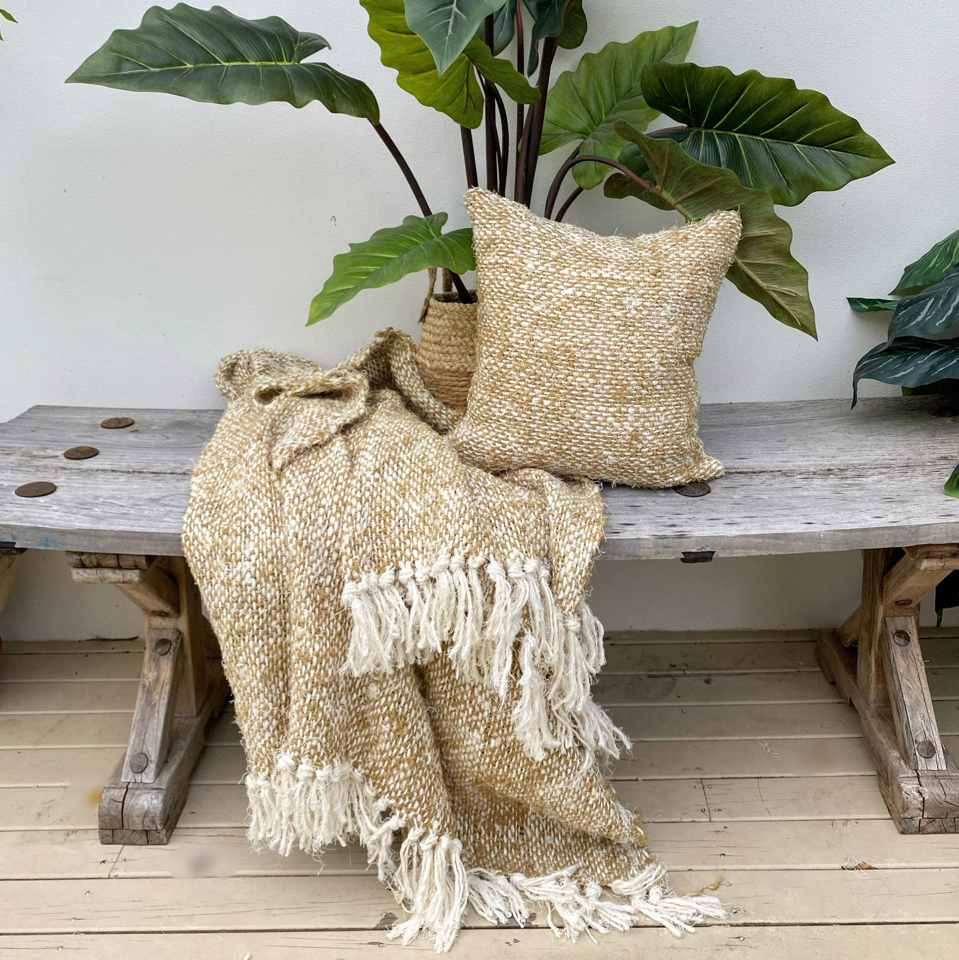 Premium Linen Cushion Cover with Two-Toned Cross Weave ​