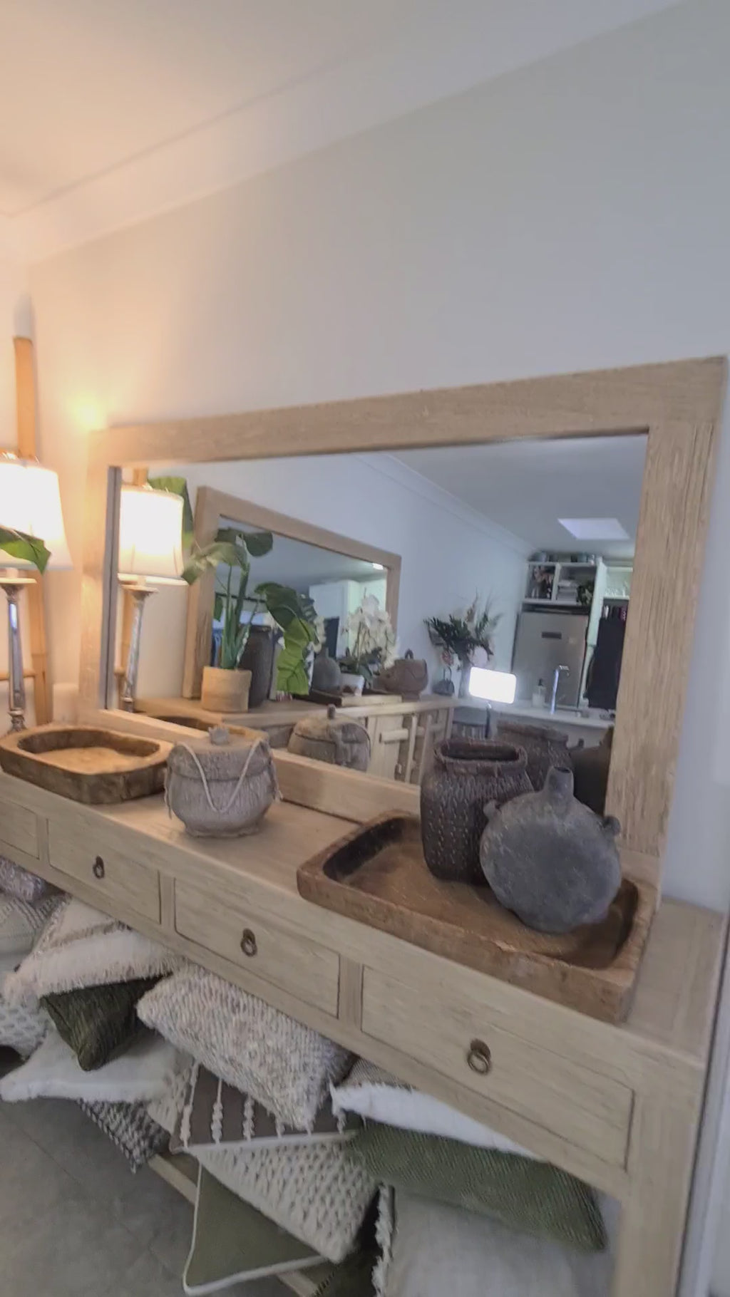 Reclaimed elm wood furniture, vintage and rustic look
