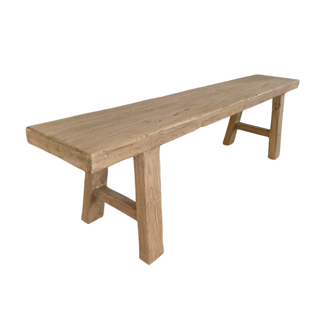 Reclaimed versatile elm long bench for modern rustic interior decor