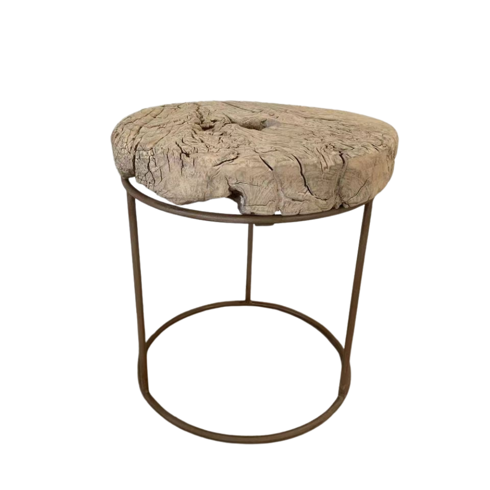 Reclaimed Elm side table for natural grain timber decor