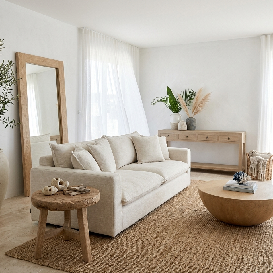 Reclaimed elm wood entertainment unit, modern living room, Australia